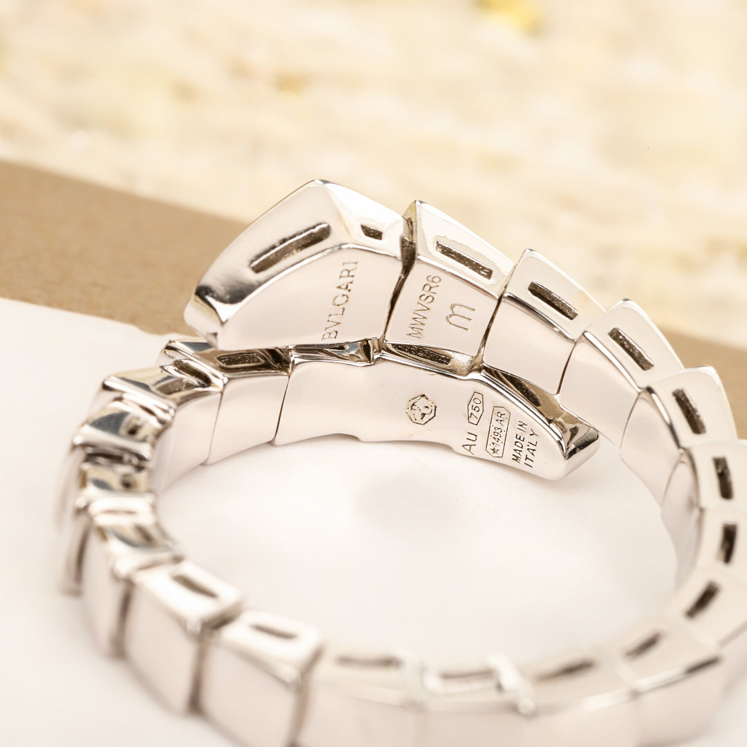 Snake-Scale Ring, Yellow Gold Tone, Stone-Set