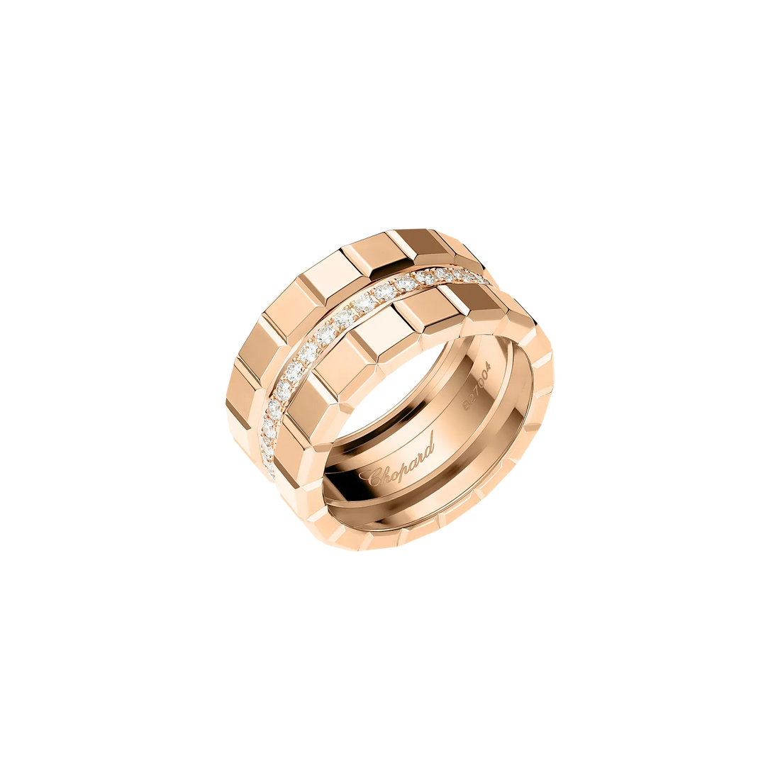 Cube-Link Ring, Rose Gold Tone, Stone-Set