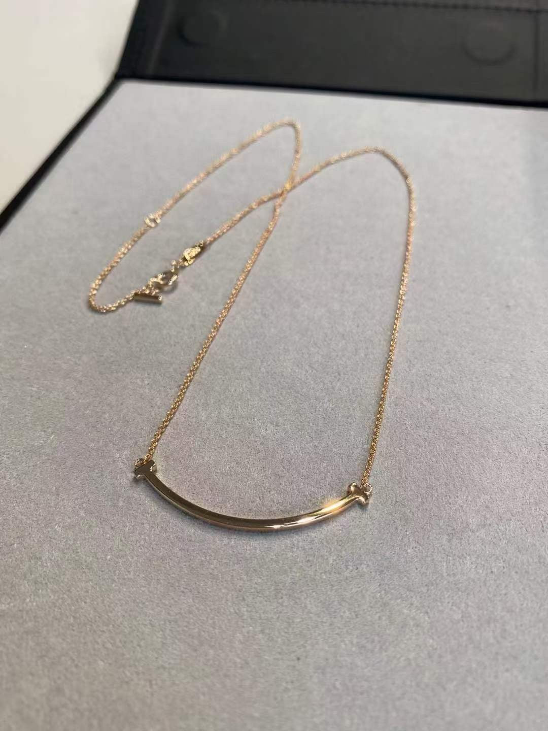 Smile Bar Pendant Necklace, Rose Gold Tone