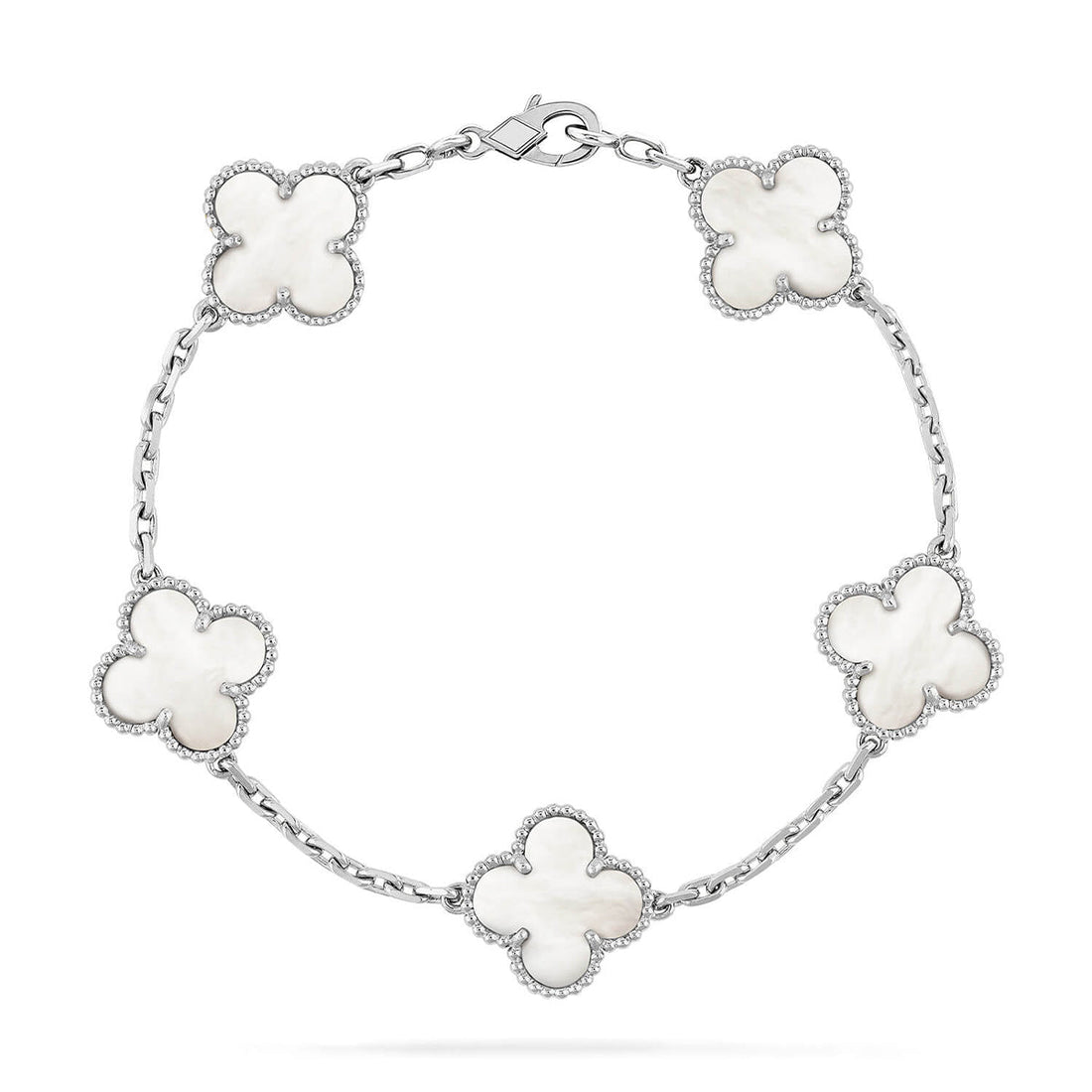 Quatrefoil 5 Motifs Bracelet, White Mother of Pearl