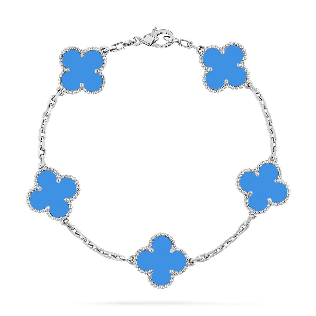 Quatrefoil 5 Motifs Bracelet, Blue Agate