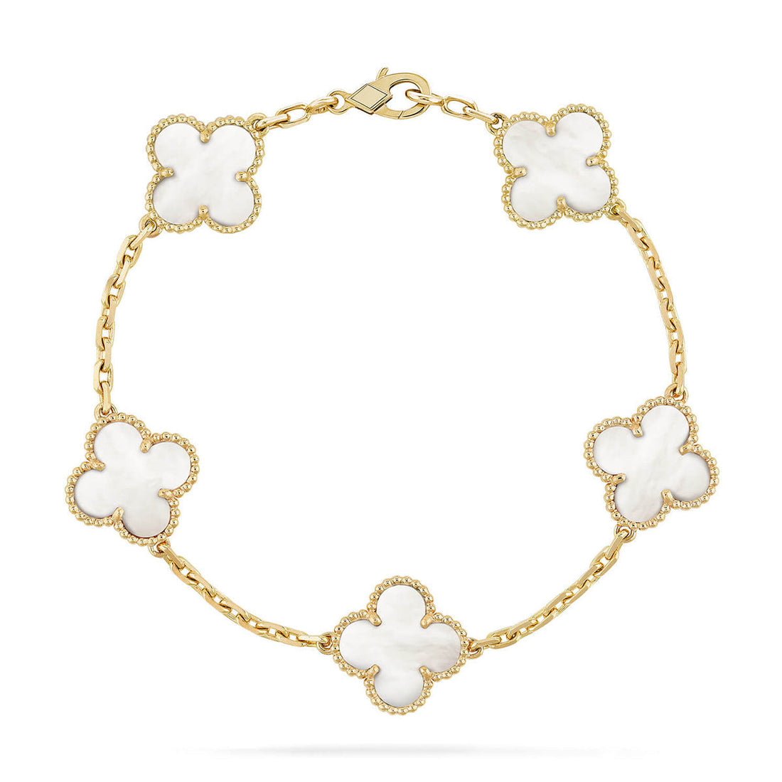 Quatrefoil 5 Motifs Bracelet, White Mother of Pearl