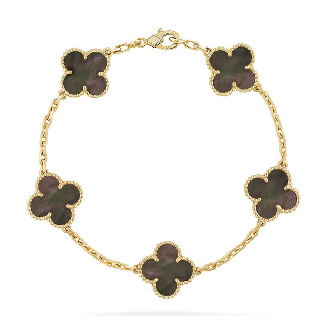 Quatrefoil 5 Motifs Bracelet, Gray Mother of Pearl