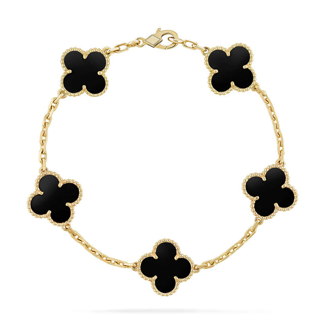 Quatrefoil 5 Motifs Bracelet, Onyx
