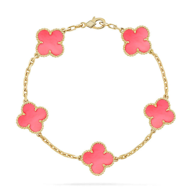 Quatrefoil 5 Motifs Bracelet, Pink Mother of Pearl