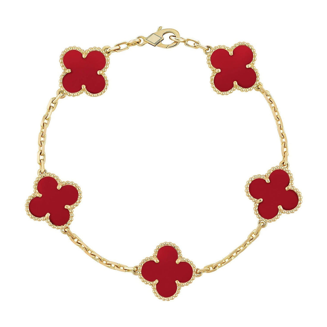 Quatrefoil 5 Motifs Bracelet, Red Carnelian