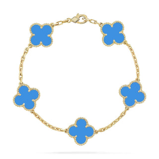Quatrefoil 5 Motifs Bracelet, Blue Agate