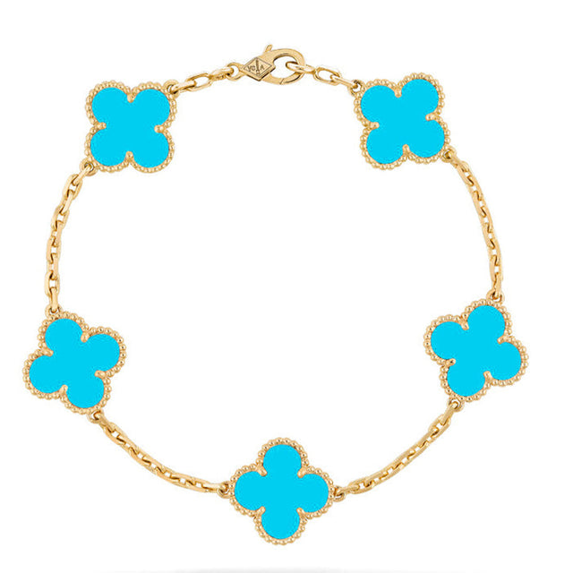 Quatrefoil 5 Motifs Bracelet, Turquoise