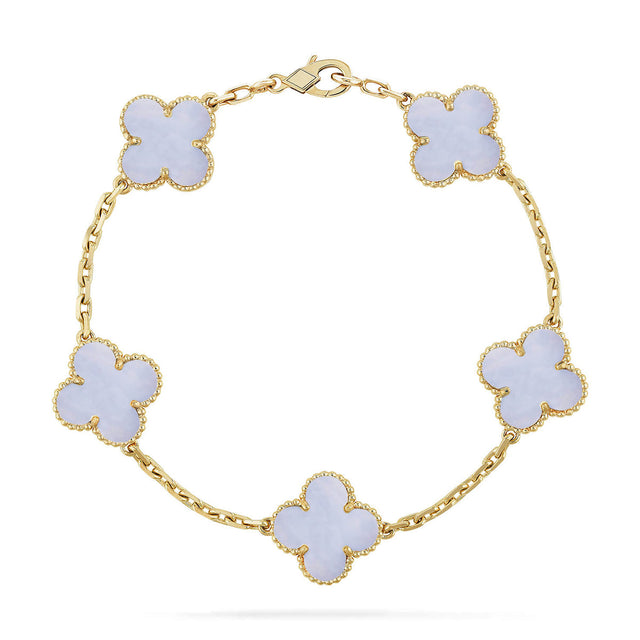 Quatrefoil 5 Motifs Bracelet, Purple Chalcedony