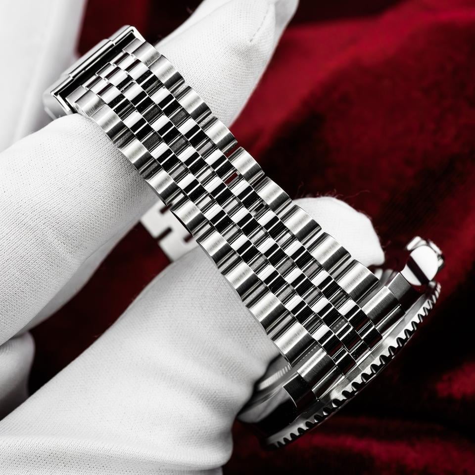 Dual-Time Bezel Watch, White Gold Tone, Steel, White, 40 mm