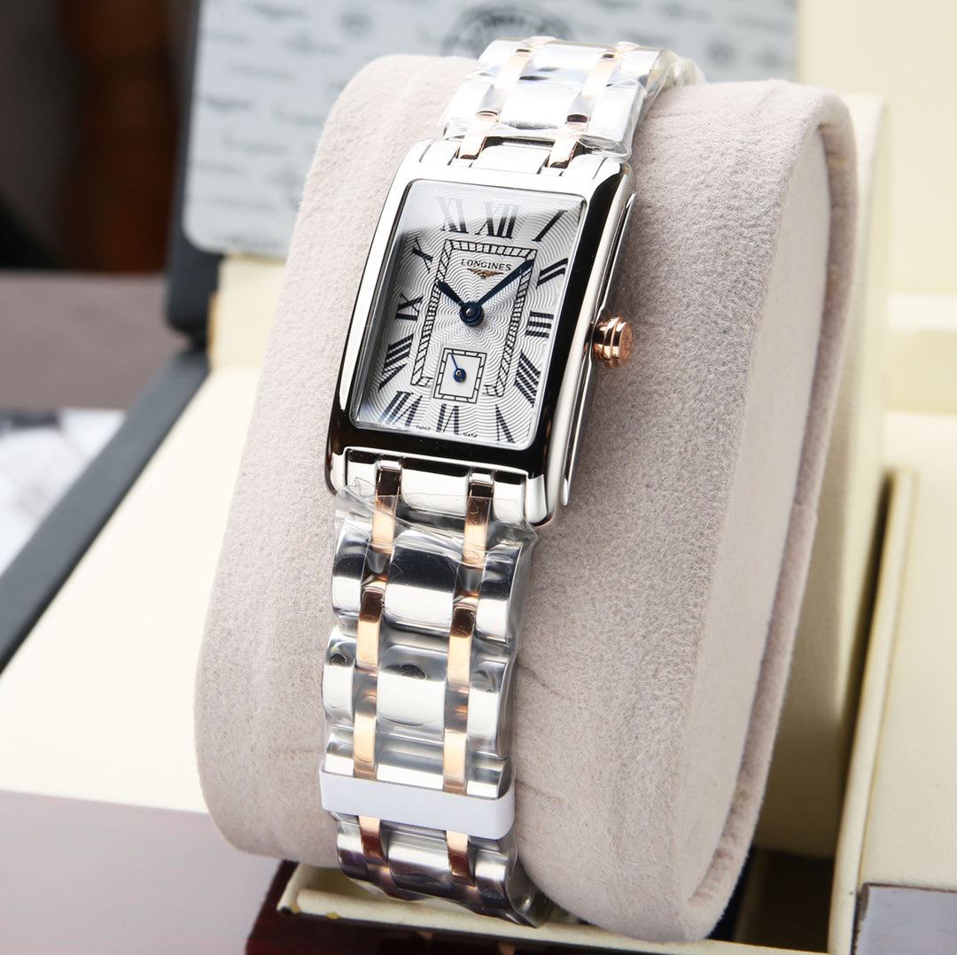 Rectangular Case Watch, 18K, Rose Gold Tone, Steel