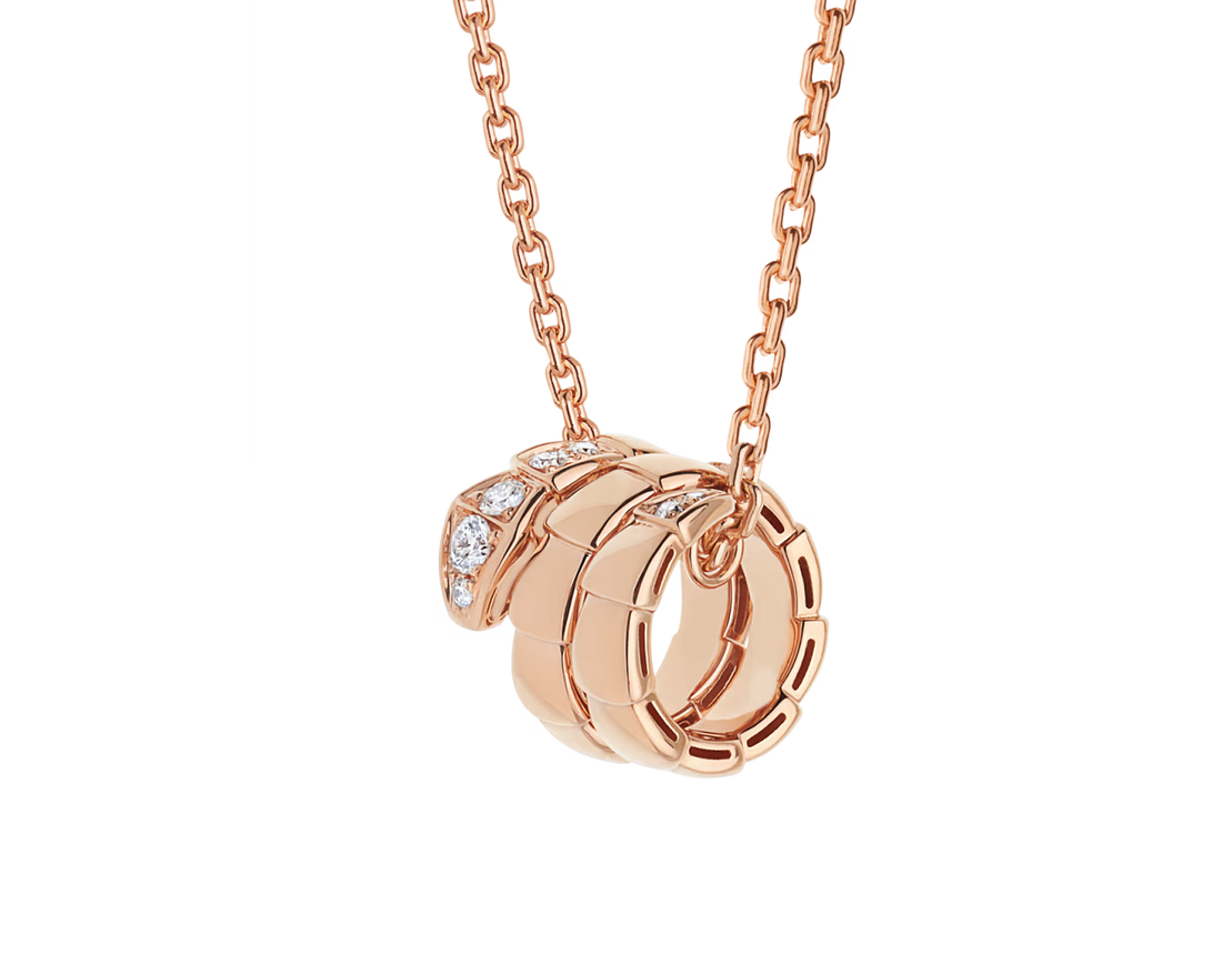 Snake-Scale Necklace, Rose Gold Tone, Stone-Set