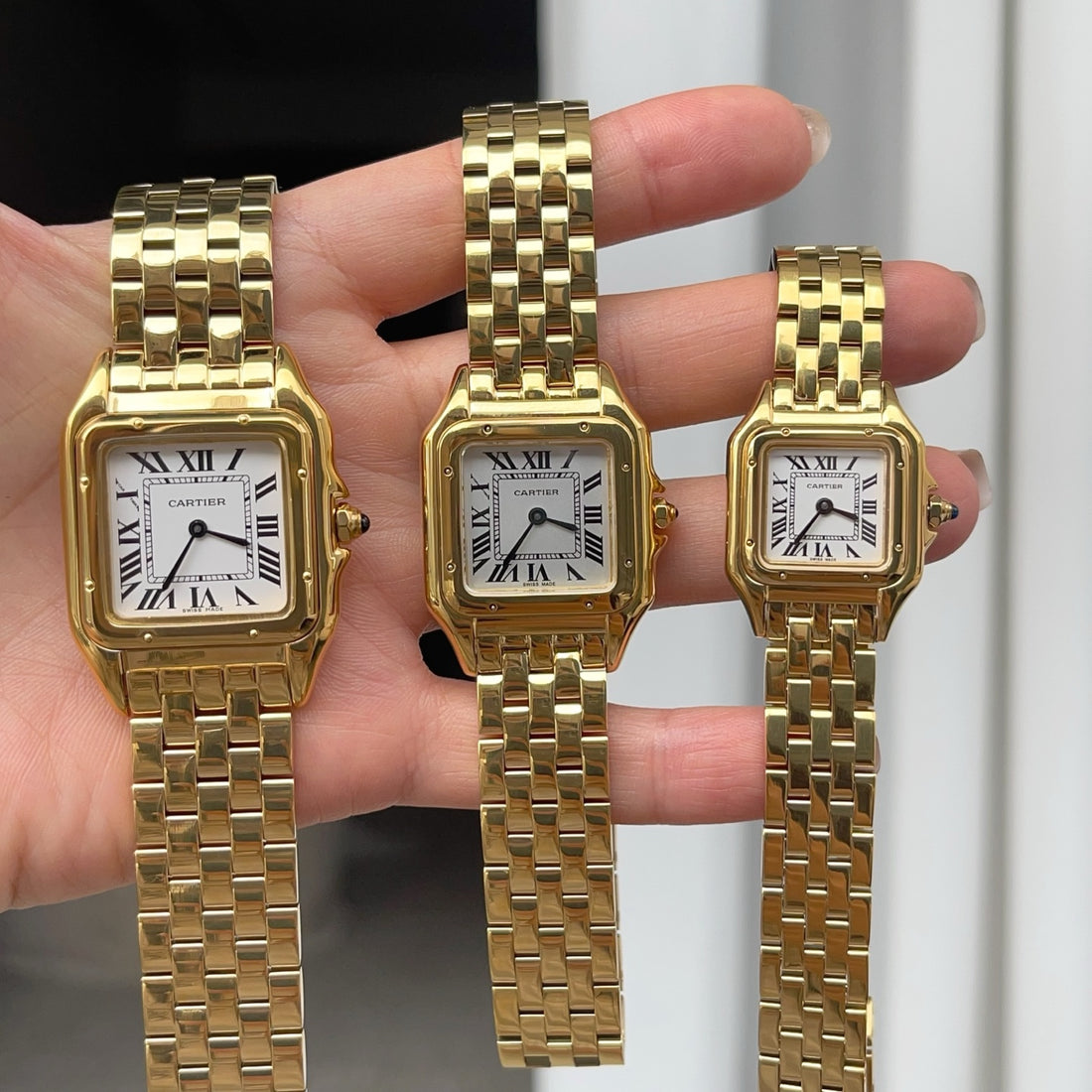Square Link-Bracelet Watch, Yellow Gold Tone, Small Model