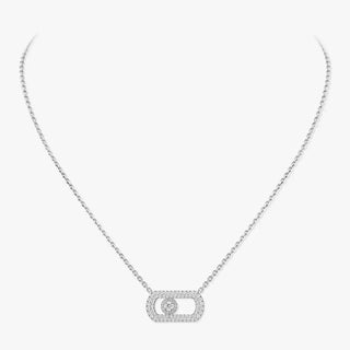 Chain Necklace, White Gold Tone, Stone-Set, White