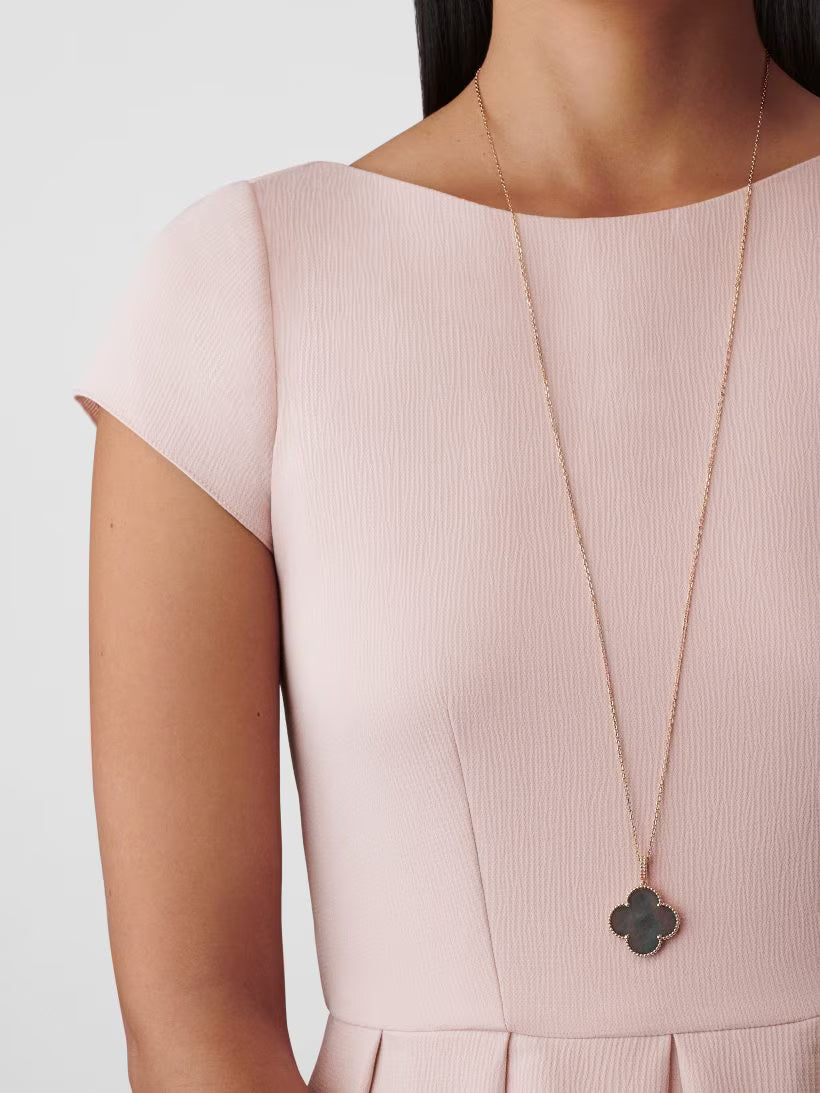 Quatrefoil Long Necklace, 1 Motifs, Rose Gold Tone
