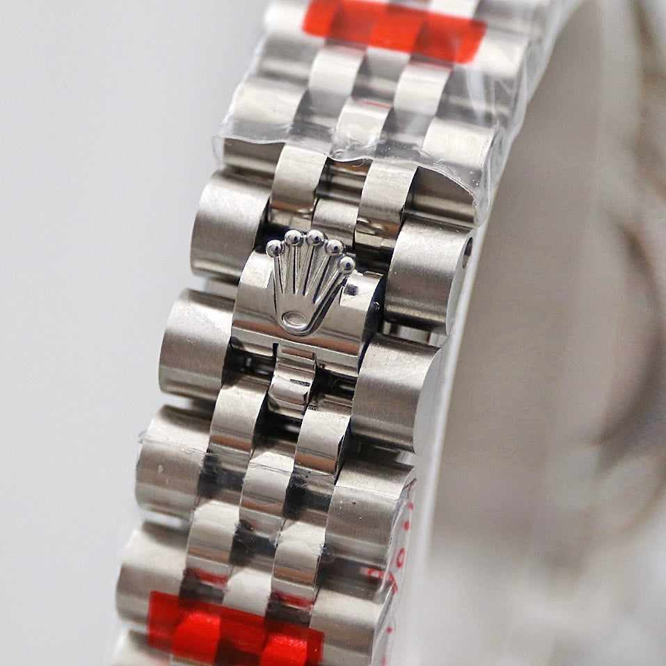 Classic Date Watch, White Gold Tone, Steel, White, 28 mm