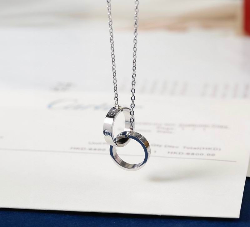 Screw-Motif Pendant Necklace, White Gold Tone