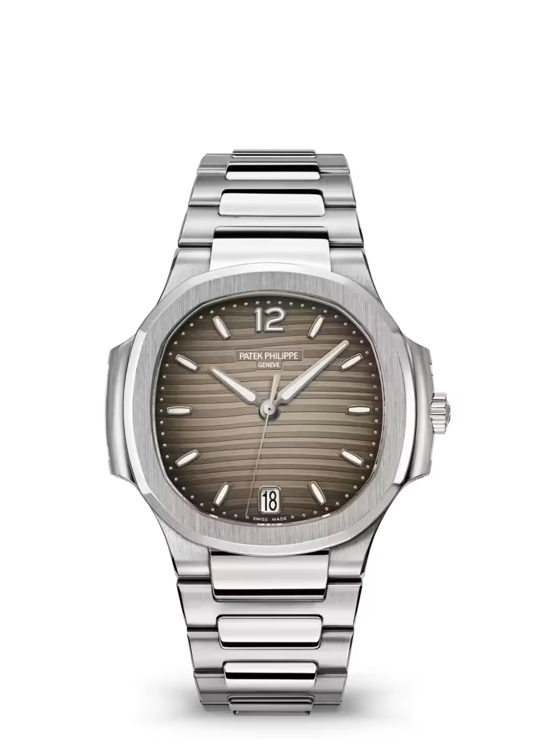 Porthole Case Watch, White Gold Tone, White
