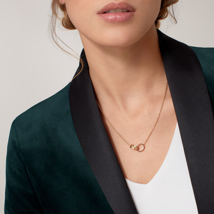 Screw-Motif Pendant Necklace, Yellow Gold Tone