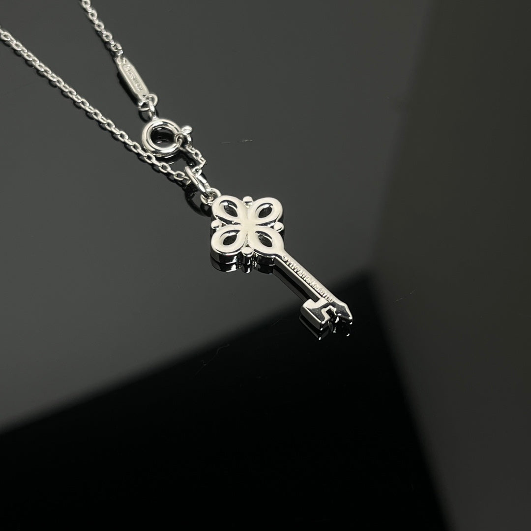 Key Pendant Necklace, Rose Gold Tone