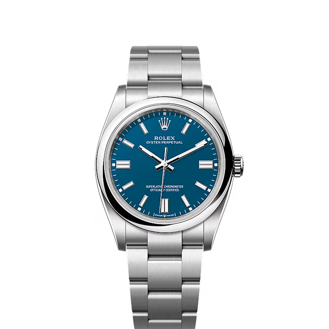 Round Automatic Watch, White Gold Tone, Steel, White, 36 mm