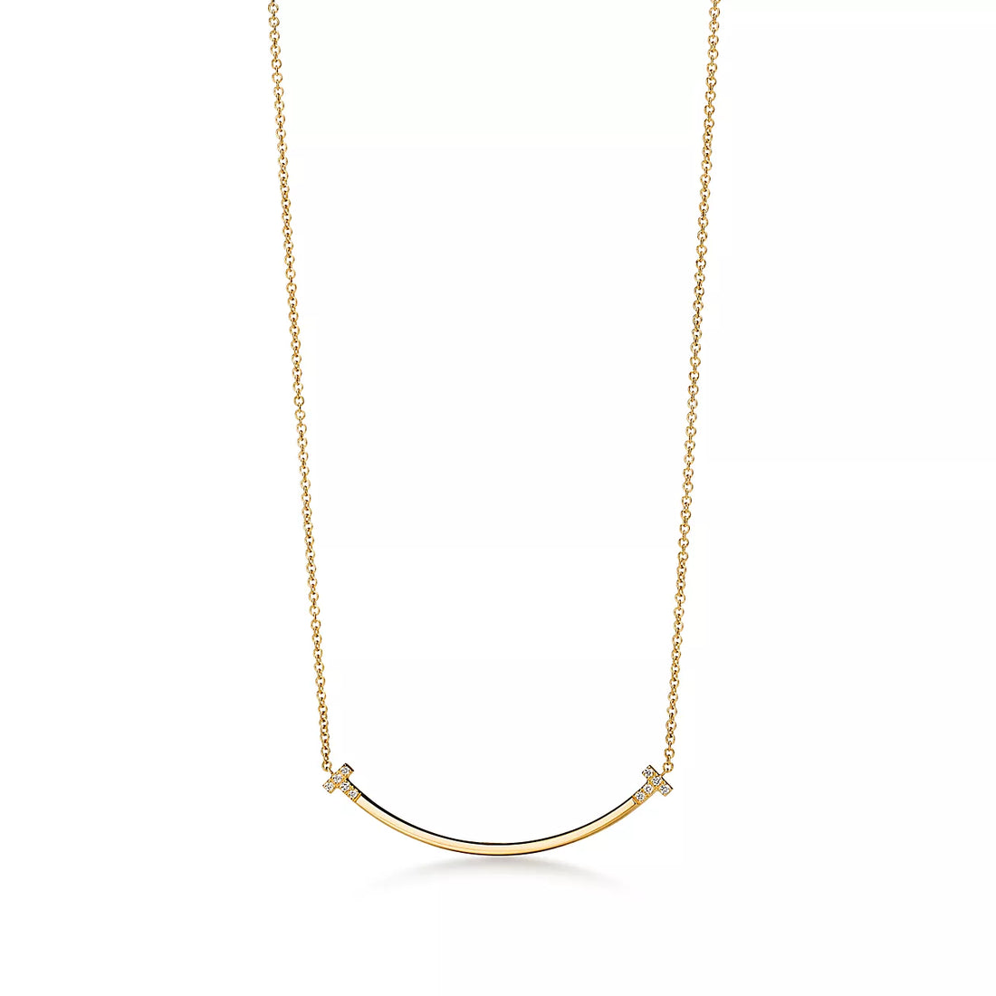 Smile Bar Pendant Necklace, Yellow Gold Tone