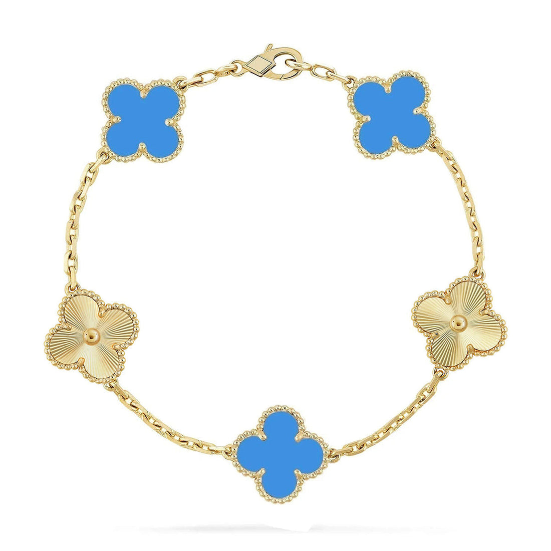 Quatrefoil 5 Motifs Bracelet, Blue Agate