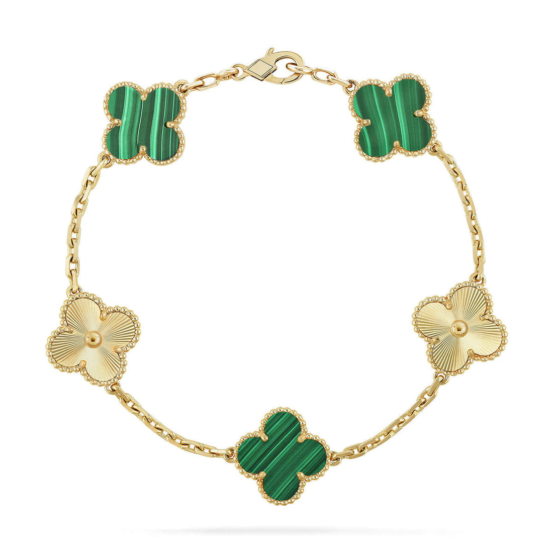 Quatrefoil 5 Motifs Bracelet, Malachite
