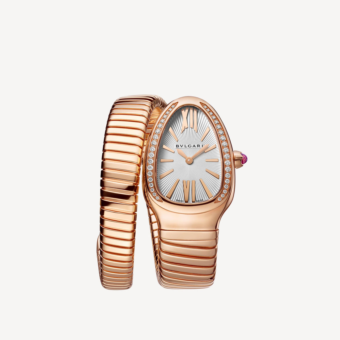 Coiled Band Watch, Rose Gold Tone, Stone-Set, 35 mm, Size S