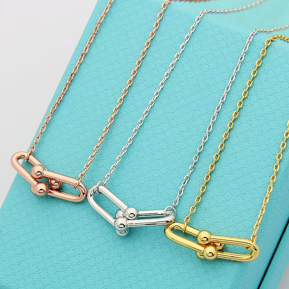 Link Pendant Necklace, Yellow Gold Tone