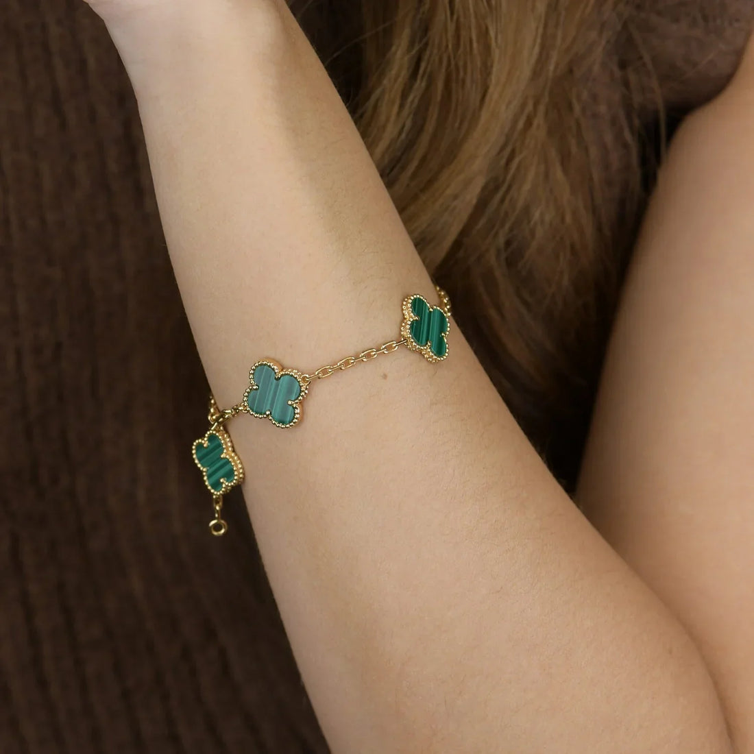 Quatrefoil 5 Motifs Bracelet, Malachite