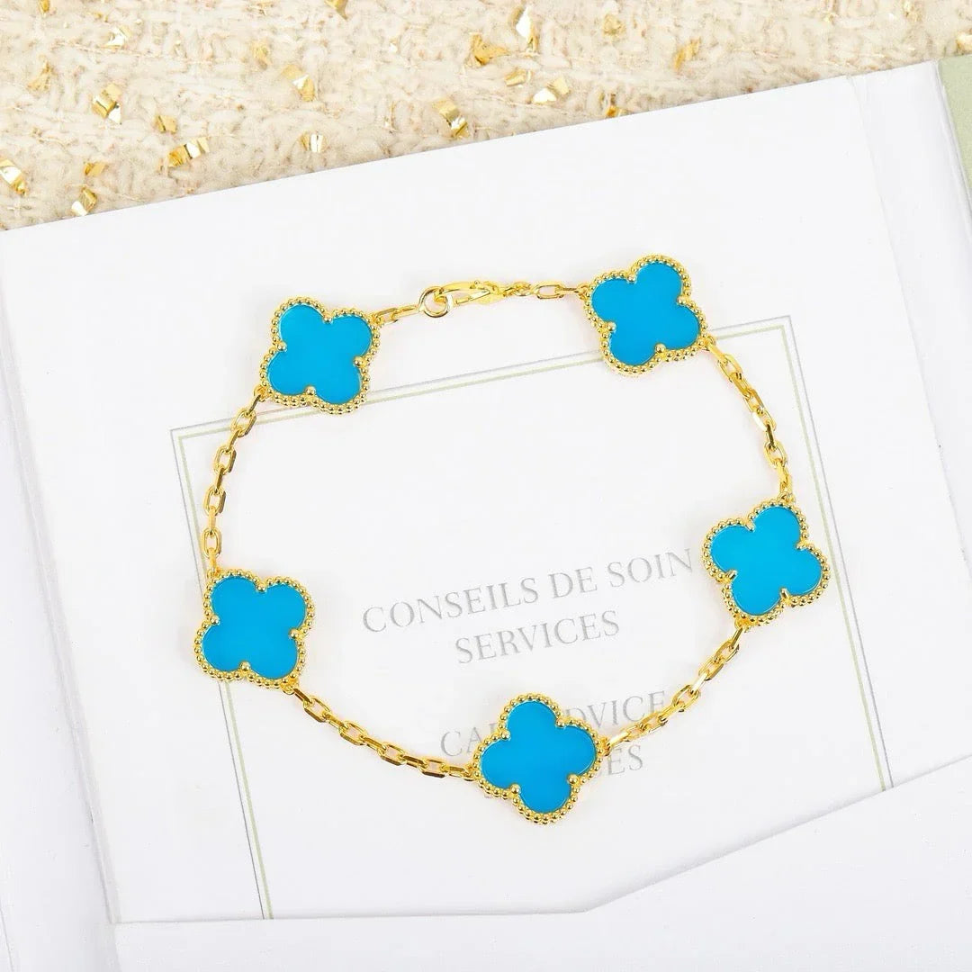 Quatrefoil 5 Motifs Bracelet, Turquoise