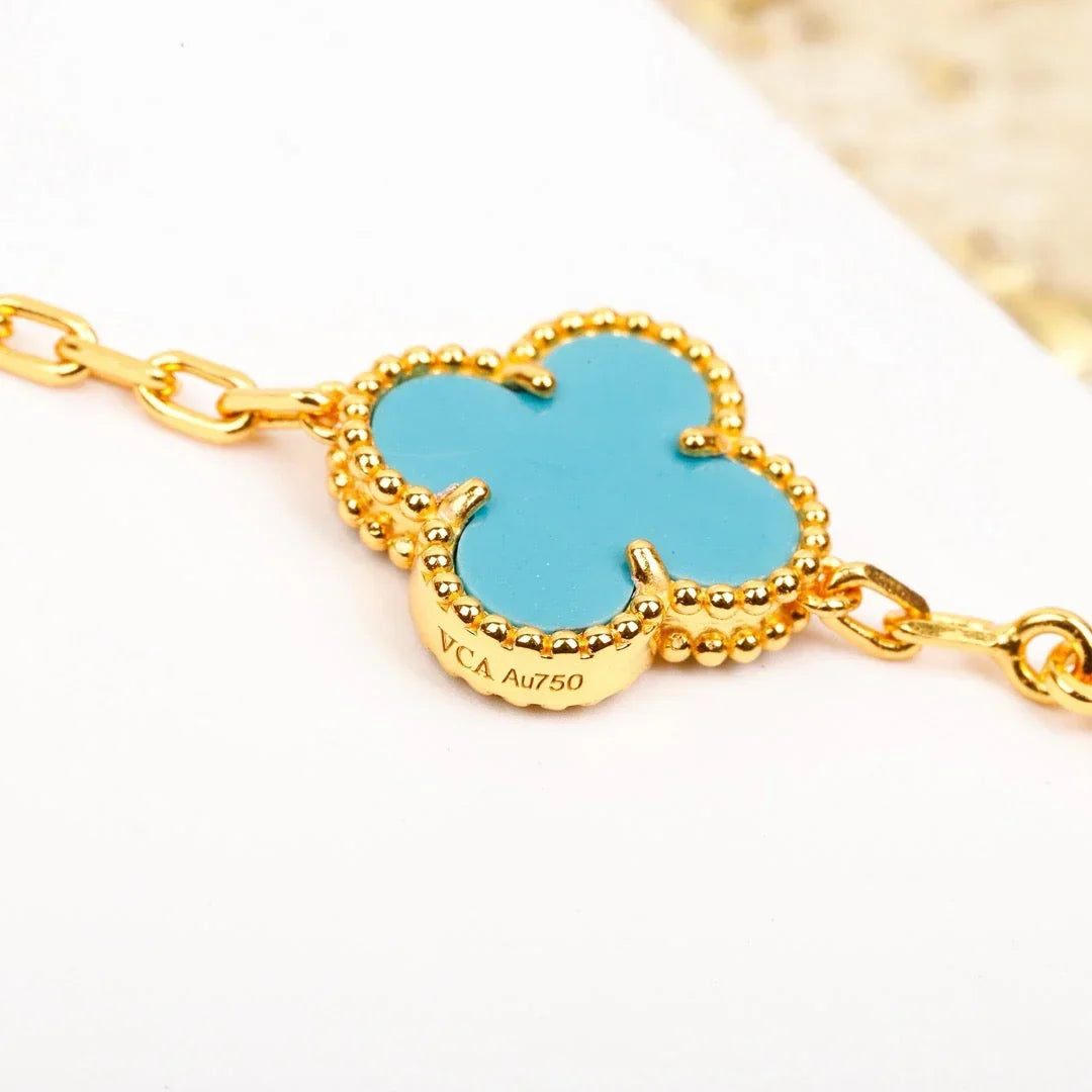 Quatrefoil 5 Motifs Bracelet, Turquoise