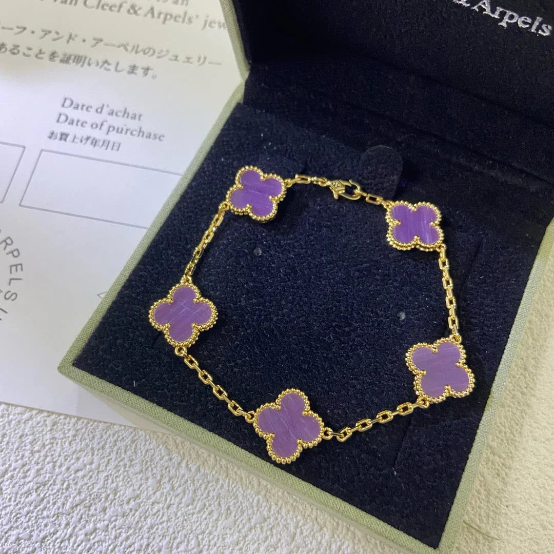 Quatrefoil 5 Motifs Bracelet, Violet