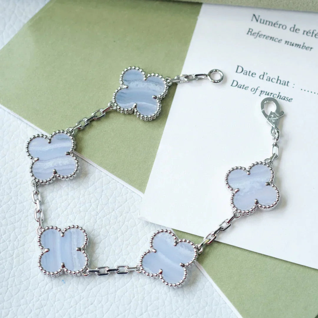 Quatrefoil 5 Motifs Bracelet, Purple Chalcedony