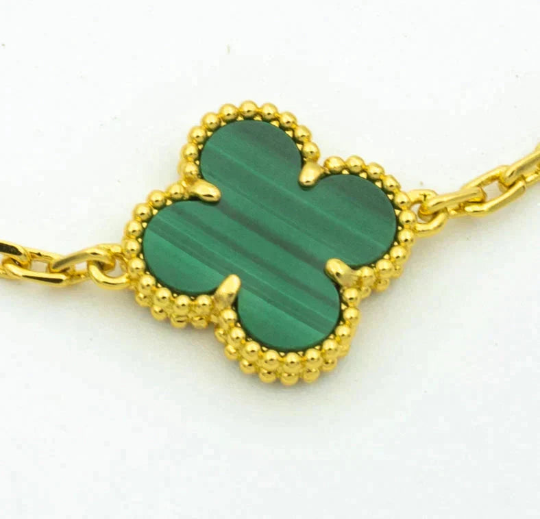 Quatrefoil 5 Motifs Bracelet, Malachite