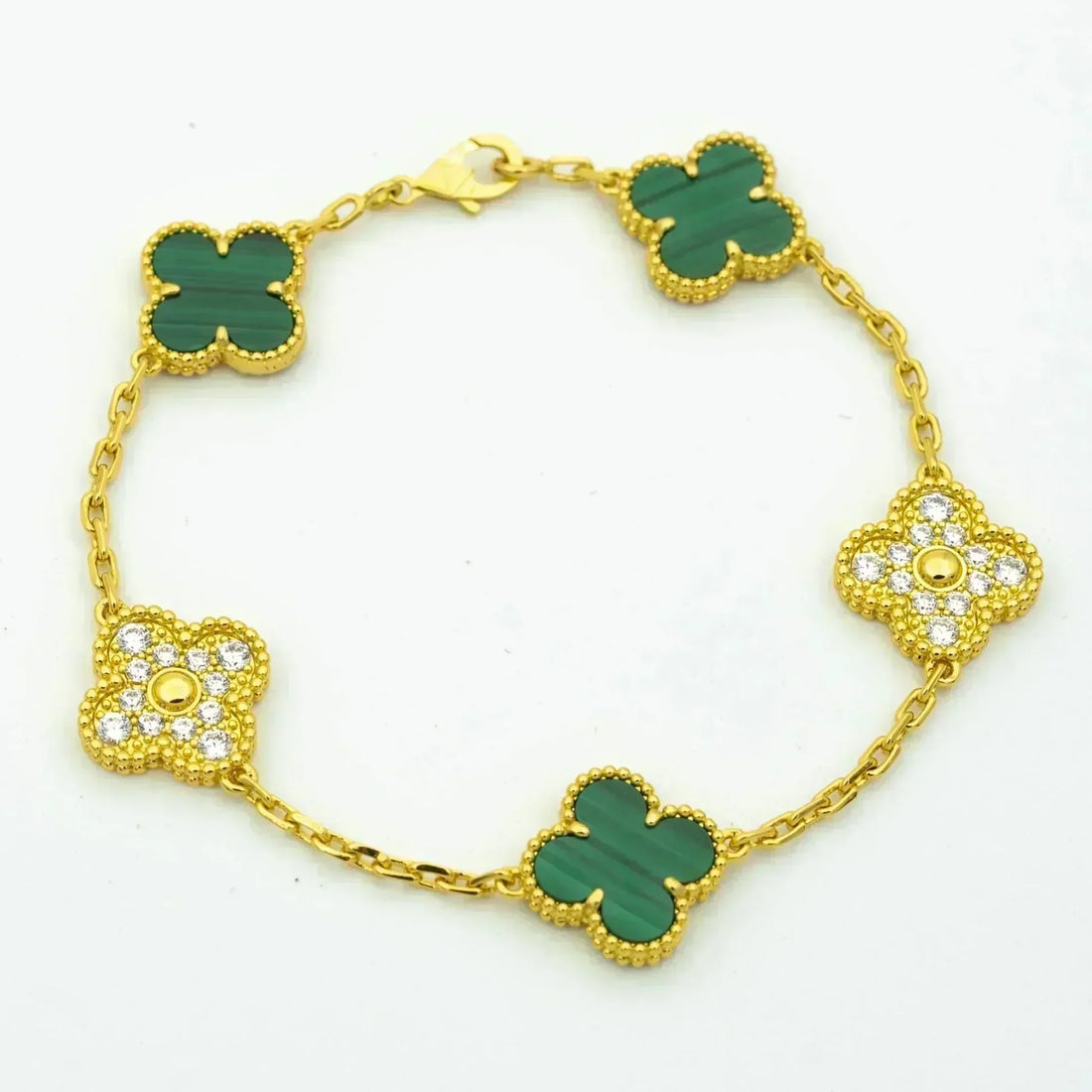 Quatrefoil 5 Motifs Bracelet, Malachite