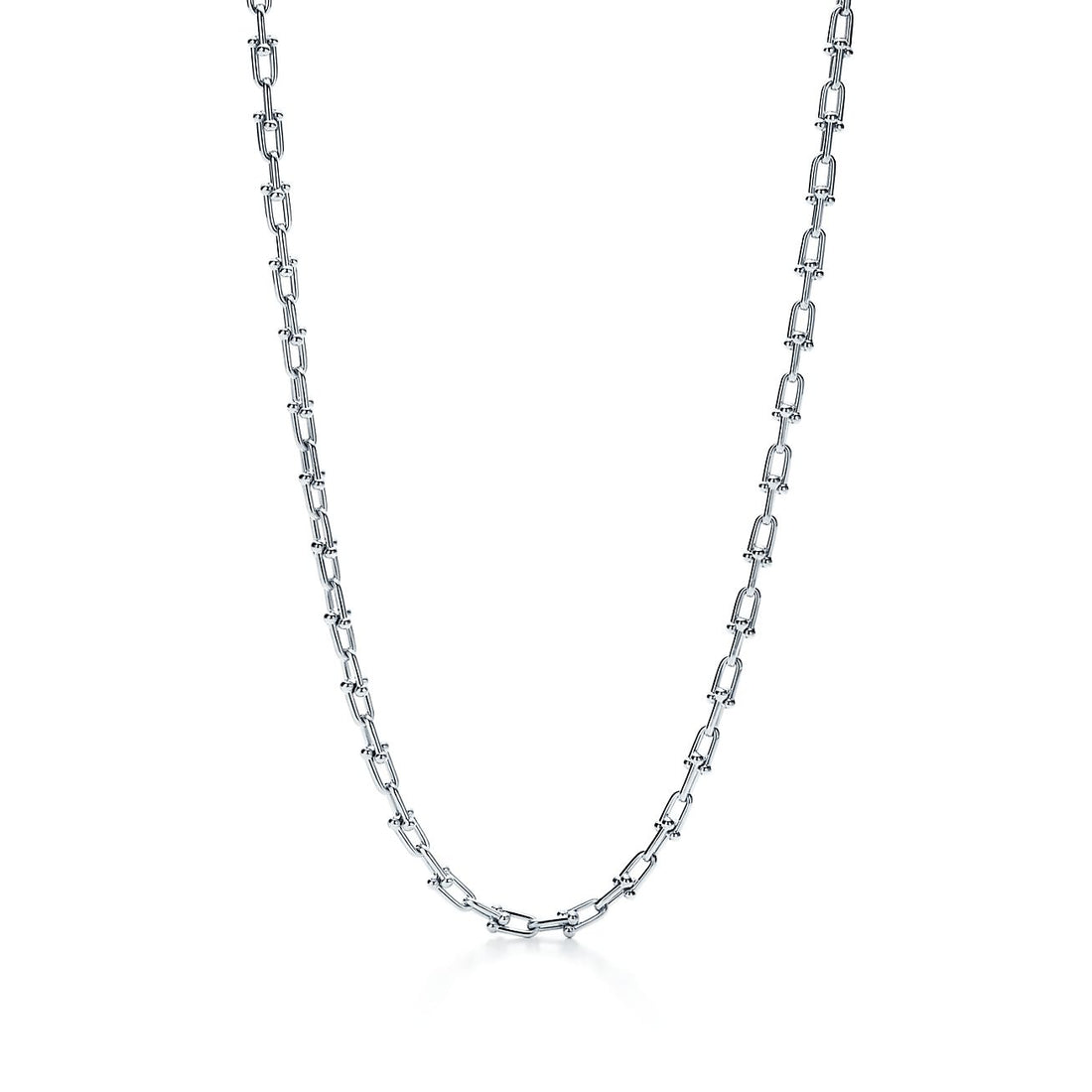 Link Chain Necklace, White Gold Tone, White