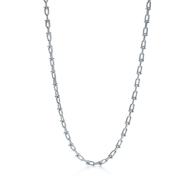 Link Chain Necklace, White Gold Tone, White