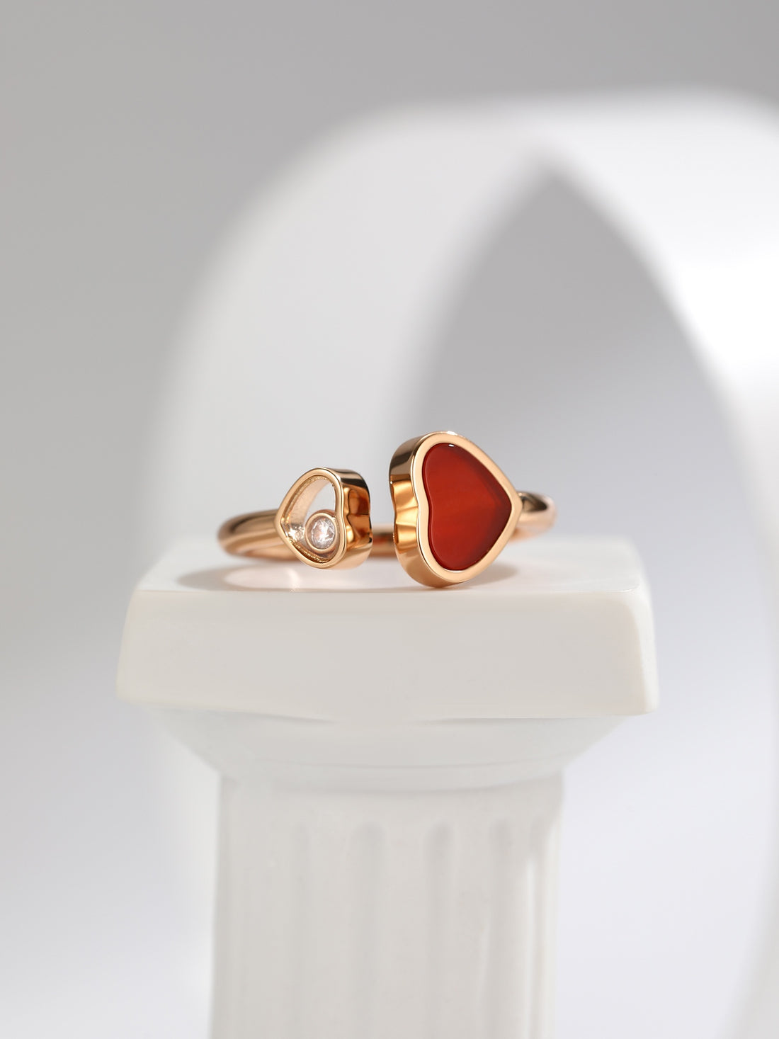 Floating Heart Ring, Rose Gold Tone, Stone-Set