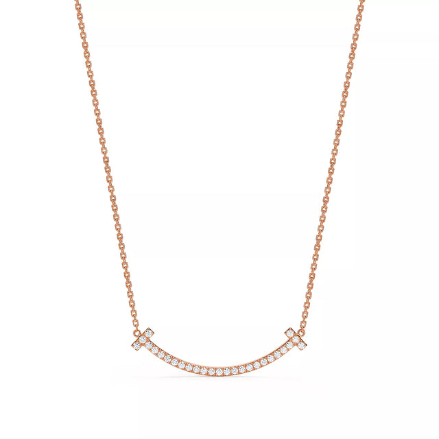 Smile Bar Pendant Necklace, Rose Gold Tone