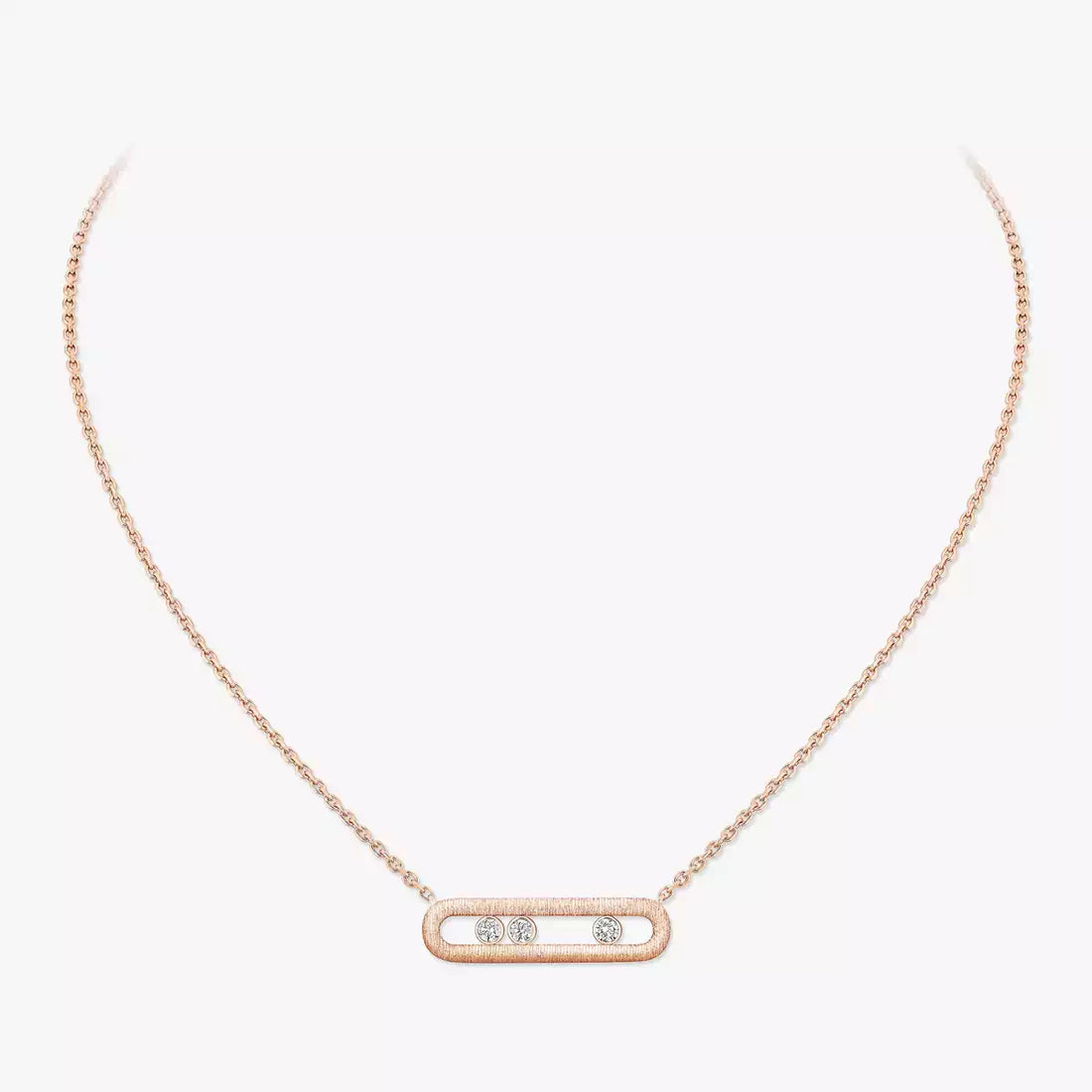 Chain Necklace, Rose Gold Tone, Stone-Set, Pink