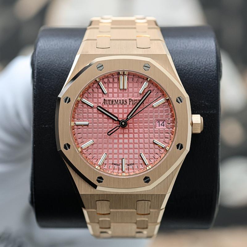 Octagonal Bezel Watch, Rose Gold Tone, 34 mm