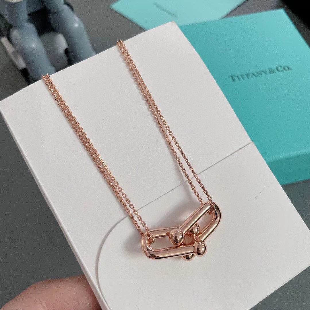 Link Pendant Necklace, Rose Gold Tone