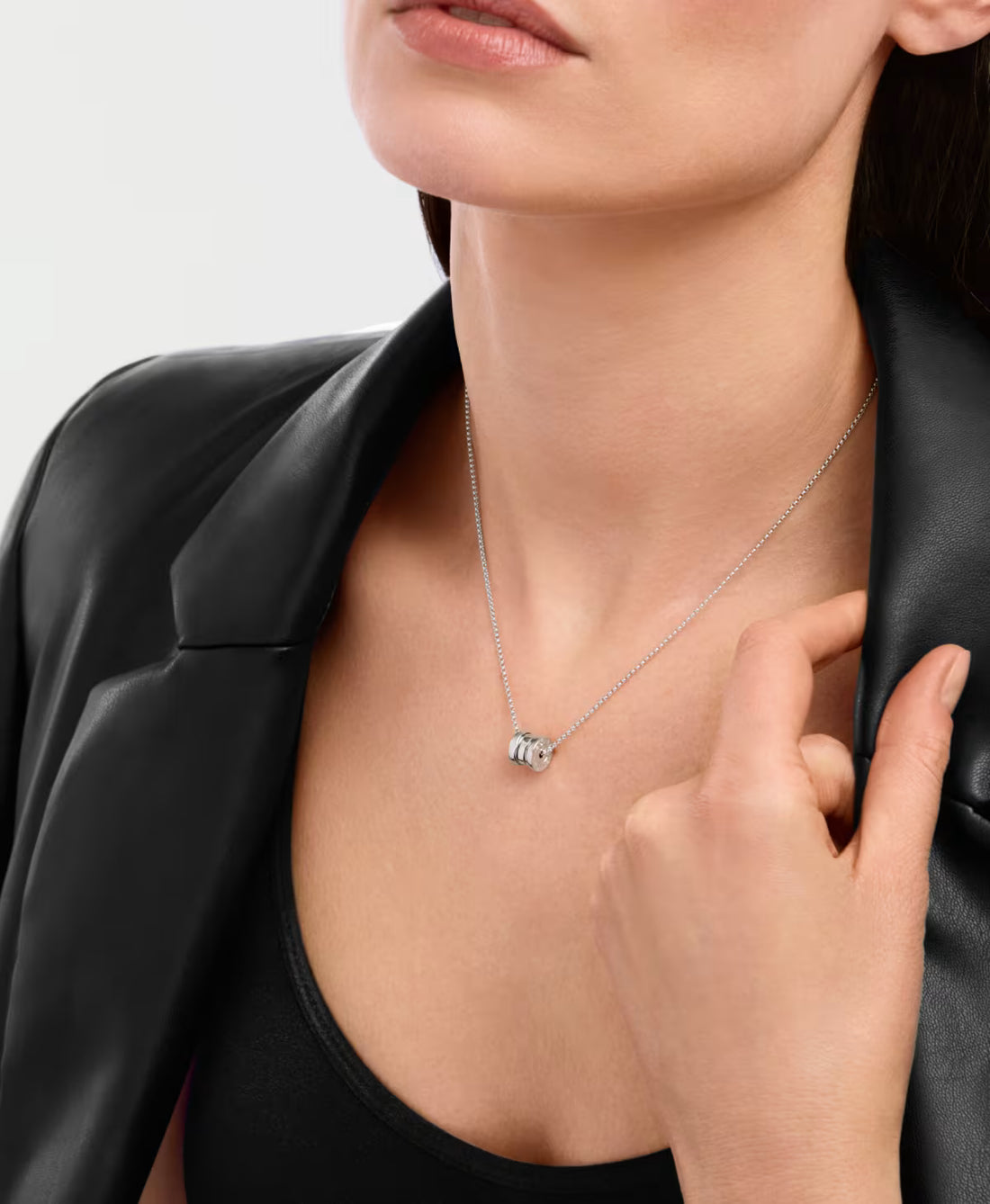 Spiral Pendant Necklace, White Gold Tone