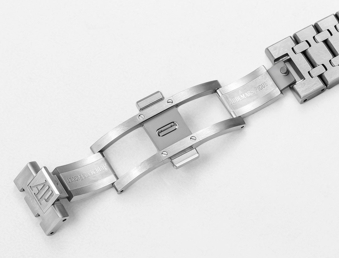 Octagonal Bezel Watch, White Gold Tone, White, 41 mm