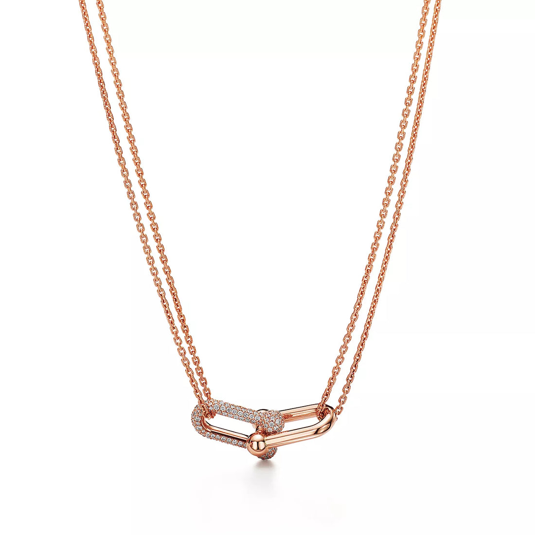 Link Pendant Necklace, Rose Gold Tone