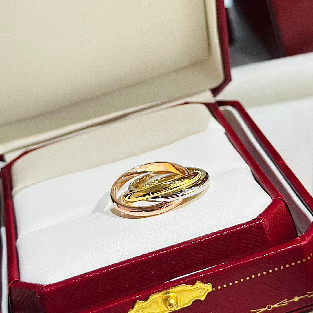 Three-Band Rolling Ring, Rose Gold Tone