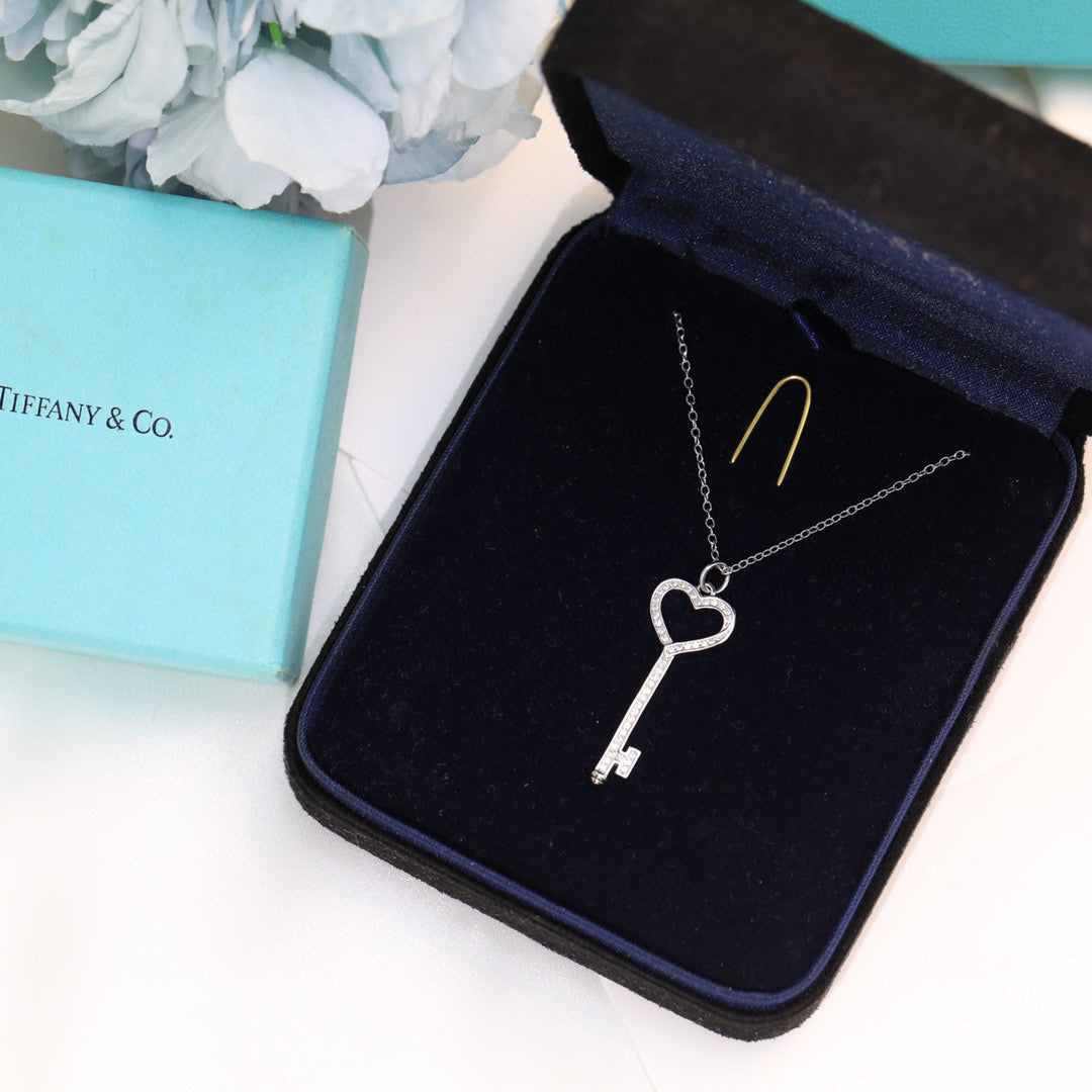Key Pendant Necklace, Rose Gold Tone