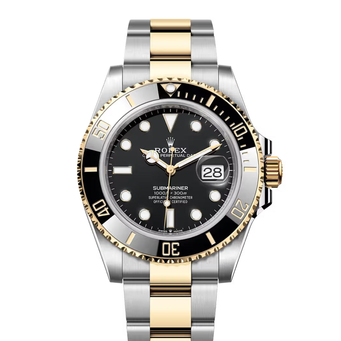 Dive-Style Watch, Yellow Gold Tone, Steel, 41 mm